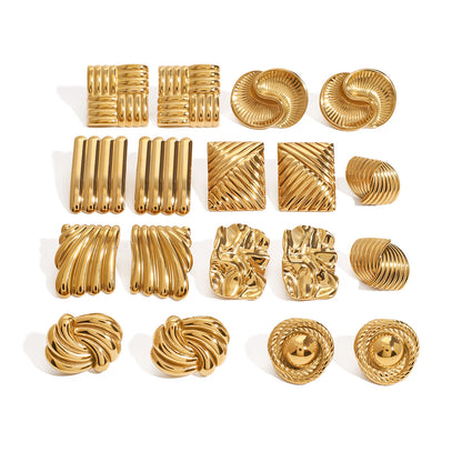 Stainless Steel Geometric Stud Earrings High-End Niche Ins Earrings Titanium Steel Ear Jewelry