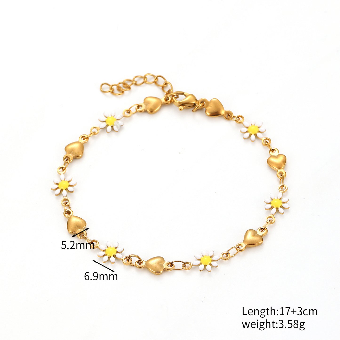 Stainless Steel Oil Drop Daisy Necklace for Women Versatile Titanium Steel Non-Fading Bracelet Jewelry Flower Accessories