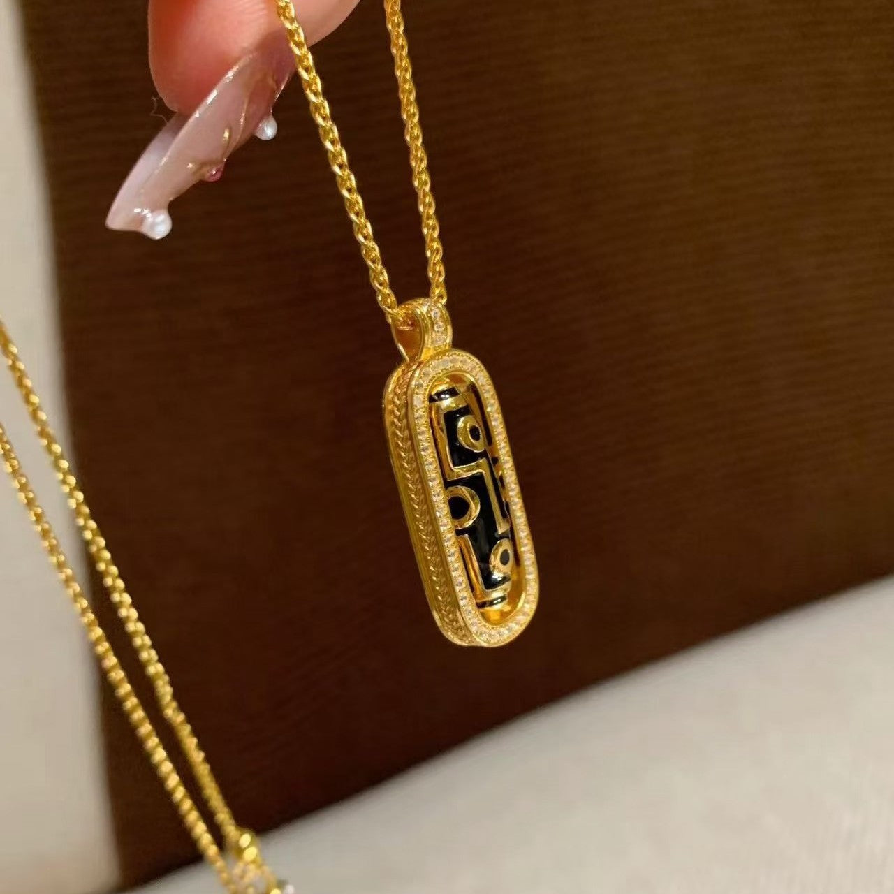 Pure Silver S925 Light Luxury Inlaid Diamond Rotatable Dzi Bead Vajra Necklace New Chinese Style Versatile Necklace for Women