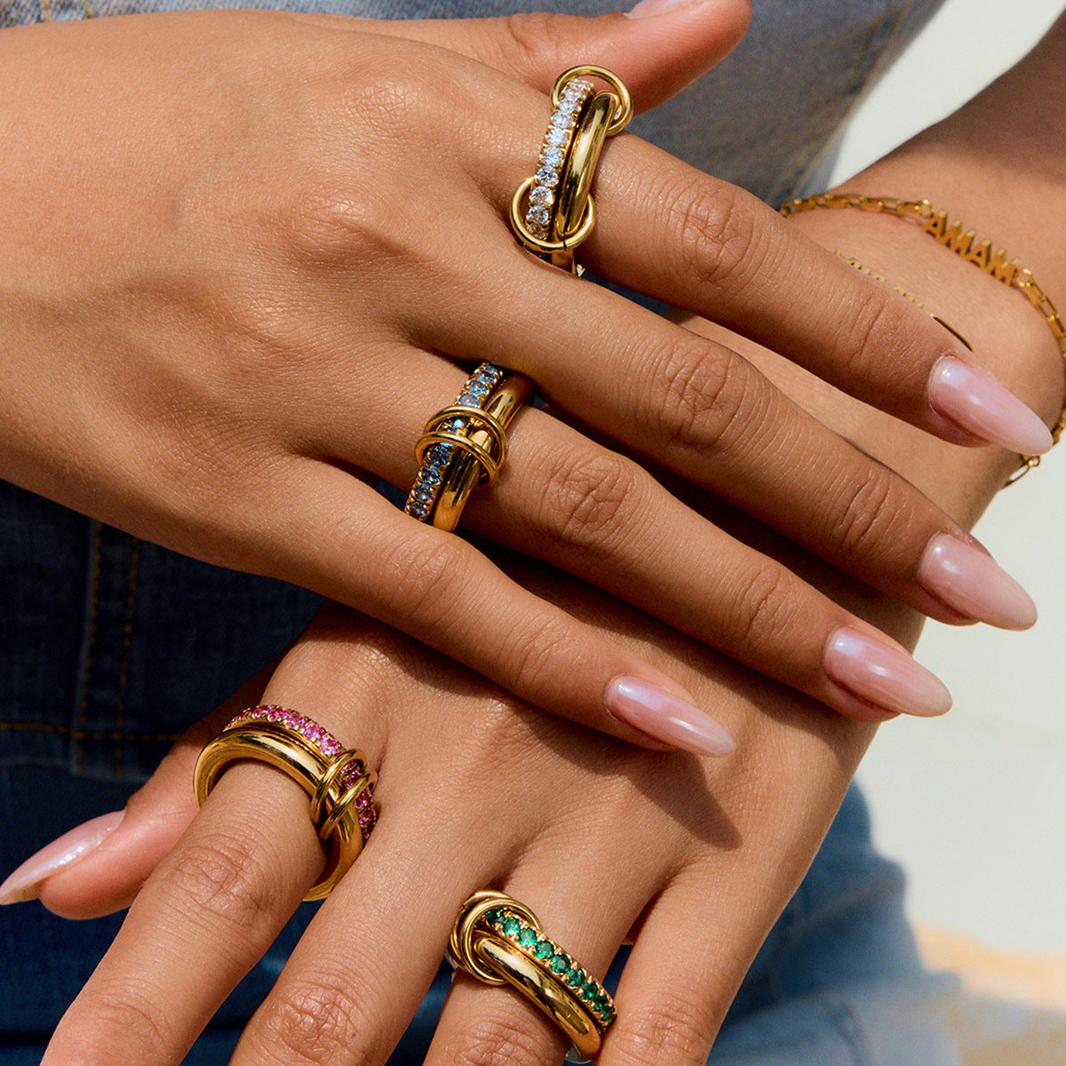 Zircon Ring Titanium Steel Non-Fading Jewelry Light Luxury High-End Feel Ring Hot-Selling Accessories Ring