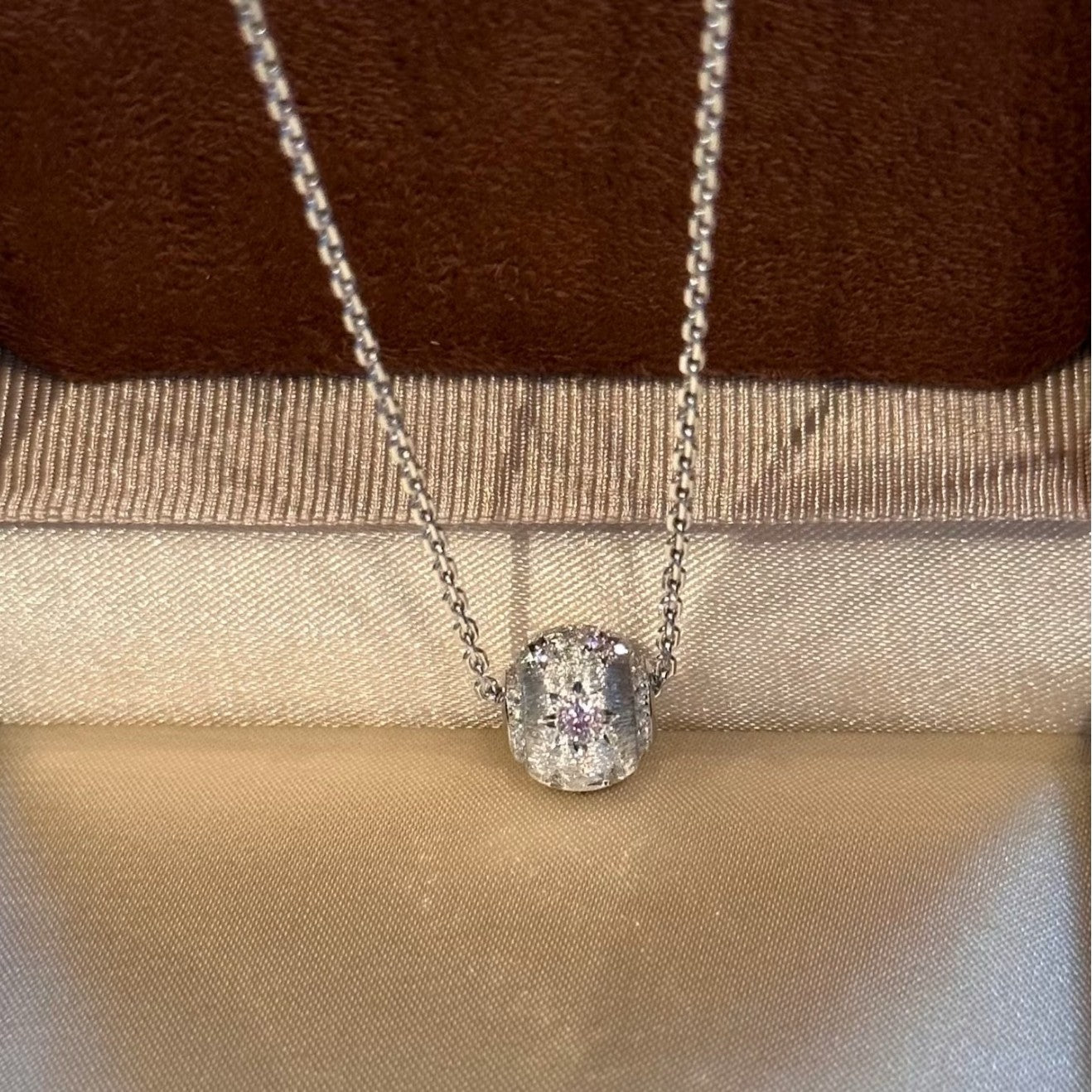 S925Pure Silver Light Luxury High-End Brushed Craft Sphere Starlight Road Three-Color Ball Necklace Niche Design