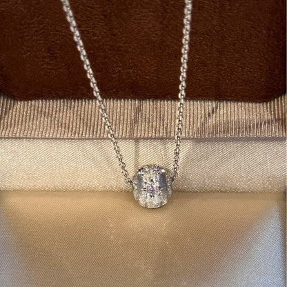 S925Pure Silver Light Luxury High-End Brushed Craft Sphere Starlight Road Three-Color Ball Necklace Niche Design