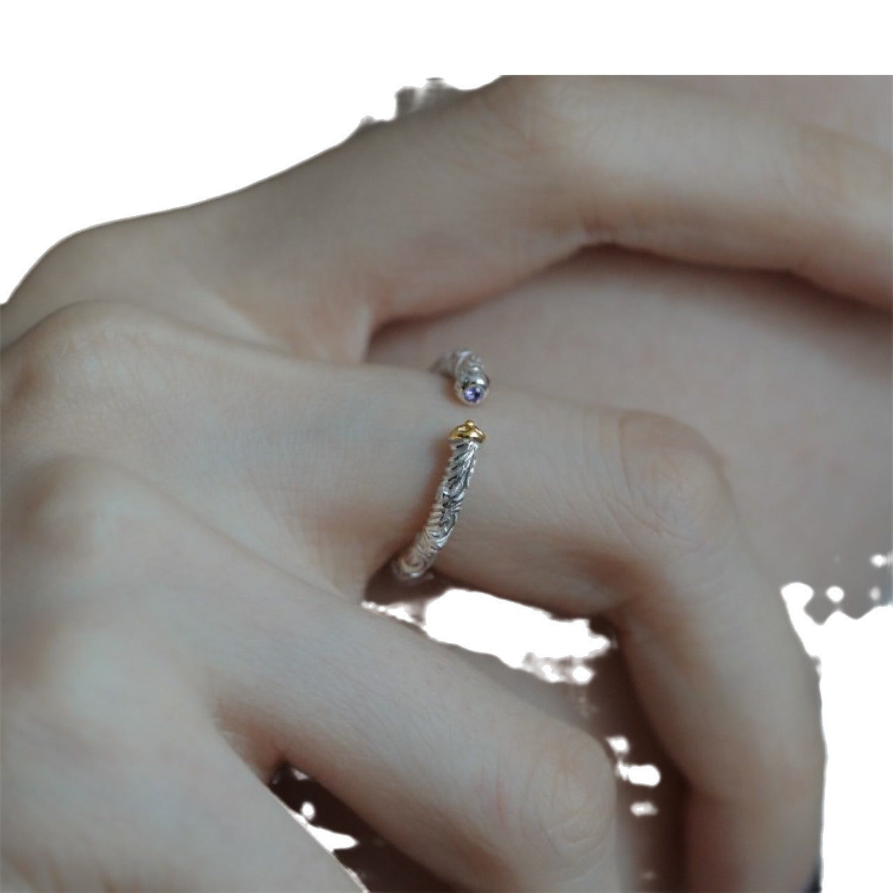 925 Silver Small Zircon Relief Totem Tang Grass Flower Open Ring Fashion Trend Personality Unique Rose Gold Minimalist Style