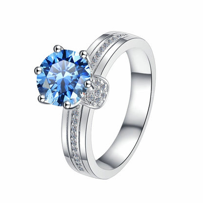 925 Sterling Silver Ring Fashionable High-end Feel Proposal Engagement Adjustable Moissanite Ring Trendy GRA