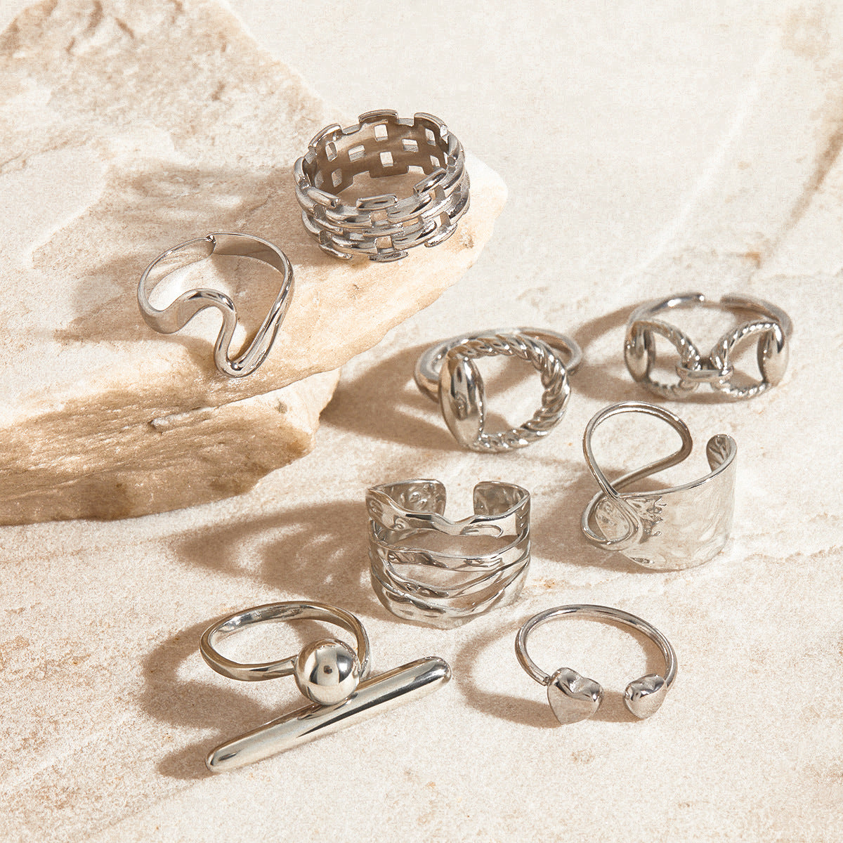 Steel Color Ring Titanium Steel Non-Fading Jewelry Light Luxury High-End Feel Stainless Steel Accessories Rings