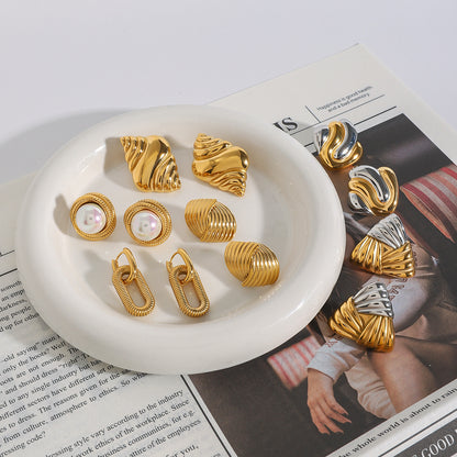 Stainless Steel Pearl Stud Earrings High-end Star Earrings Titanium Steel Ear Jewelry