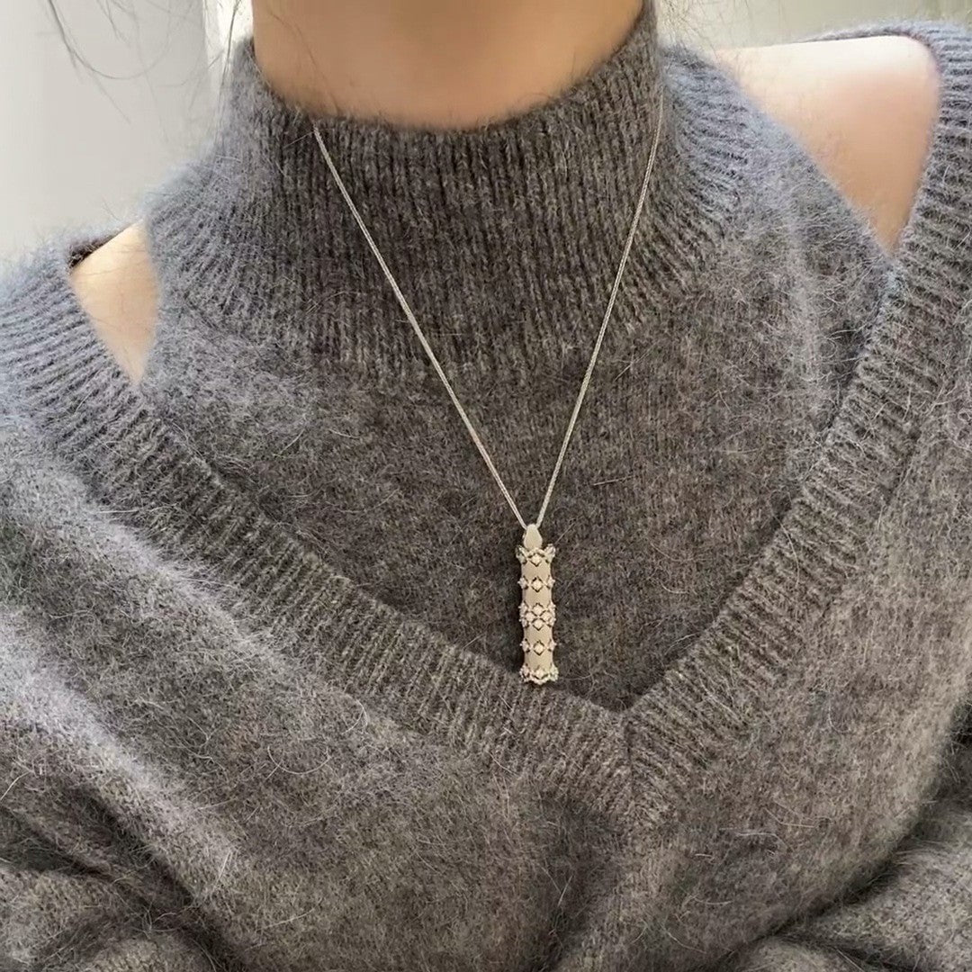 Pure Silver S925 Light Luxury High Carbon Diamond Brushed Craft Kaleidoscope Money Snake Necklace High-end Jewelry