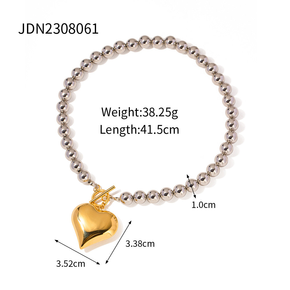 Stainless Steel Heart Pendant Necklace High-End Collarbone Chain Titanium Steel Jewelry Necklace