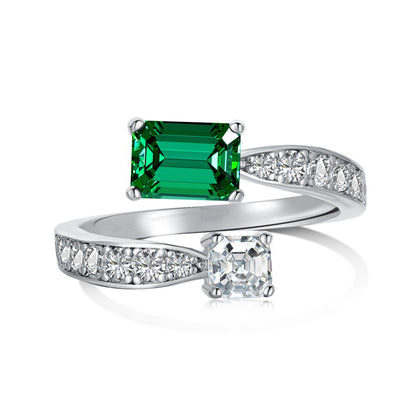 High Carbon Diamond Ring for Women S925 Sterling Silver Zircon Ring Colored Gemstone Ring Wholesale TikTok Cross-Border Live Streaming