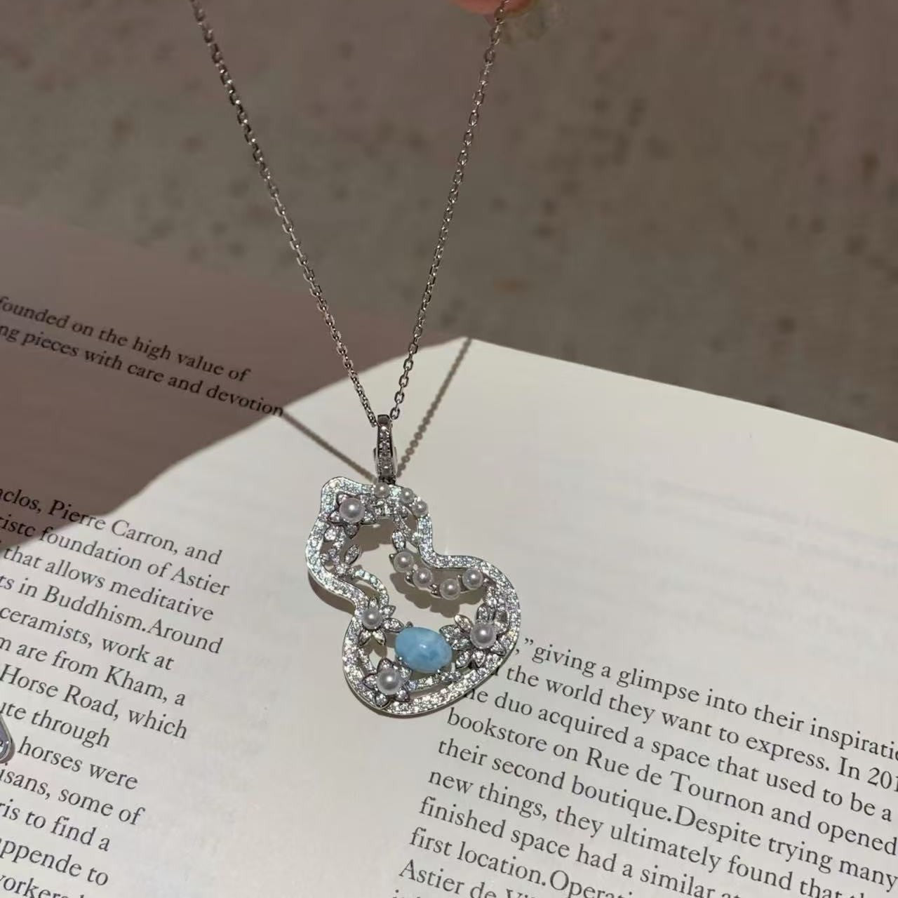 Sterling Silver S925 Autumn Winter Essential Natural Sea Grain Stone Pearl Gourd Necklace Earrings Set Light Luxury Niche Versatile