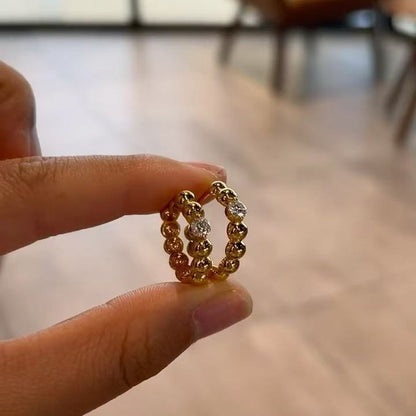 Pure Silver S925 Bubble Diamond Large Hoop Earrings French Light Luxury Niche Simple Ins Style Versatile Daily