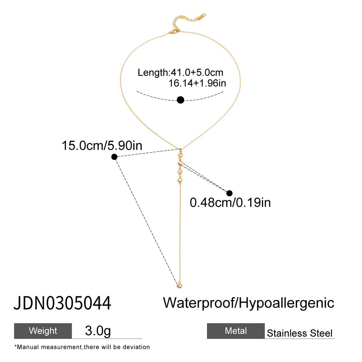 Stainless Steel Zircon Y-Chain Light Luxury Long Necklace Titanium Steel Jewelry for Women High-End Autumn Winter Sweater Chain