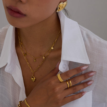 Heart Necklace Simple High-End Feel Stainless Steel Jewelry Non-Fading Titanium Steel Choker Neck Chain Accessory