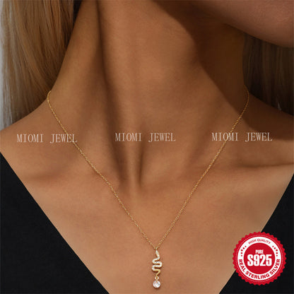 S925 Sterling Silver Hot-Selling Element Design High-End Snake Necklace for Women with Zircon Inlay Creative Matching Chain
