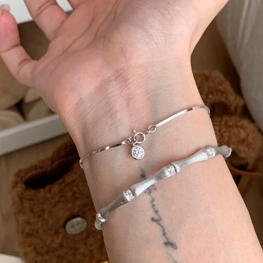 Sterling Silver S925 Real Gold Plated Snake Bone Chain Bubble Bracelet Light Luxury High-end Exquisite Niche Jewelry