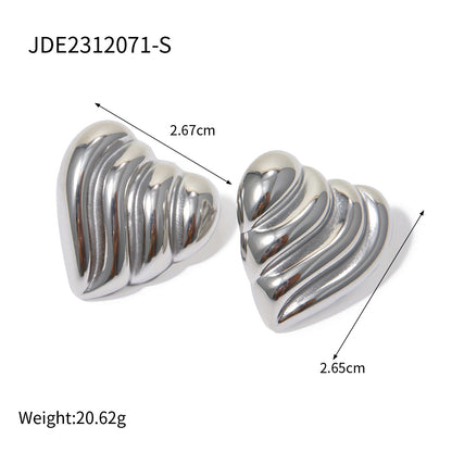 Heart-shaped Earrings Luxury High-end Feel 18K Gold Stainless Steel Necklace Accessories Women's Jewelry