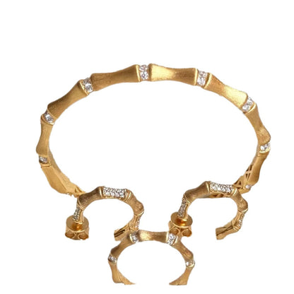 Italian Vintage Brushed Light Luxury High-End Jewelry 925 Sterling Silver Brushed Craft Forged Bamboo Earrings Studs