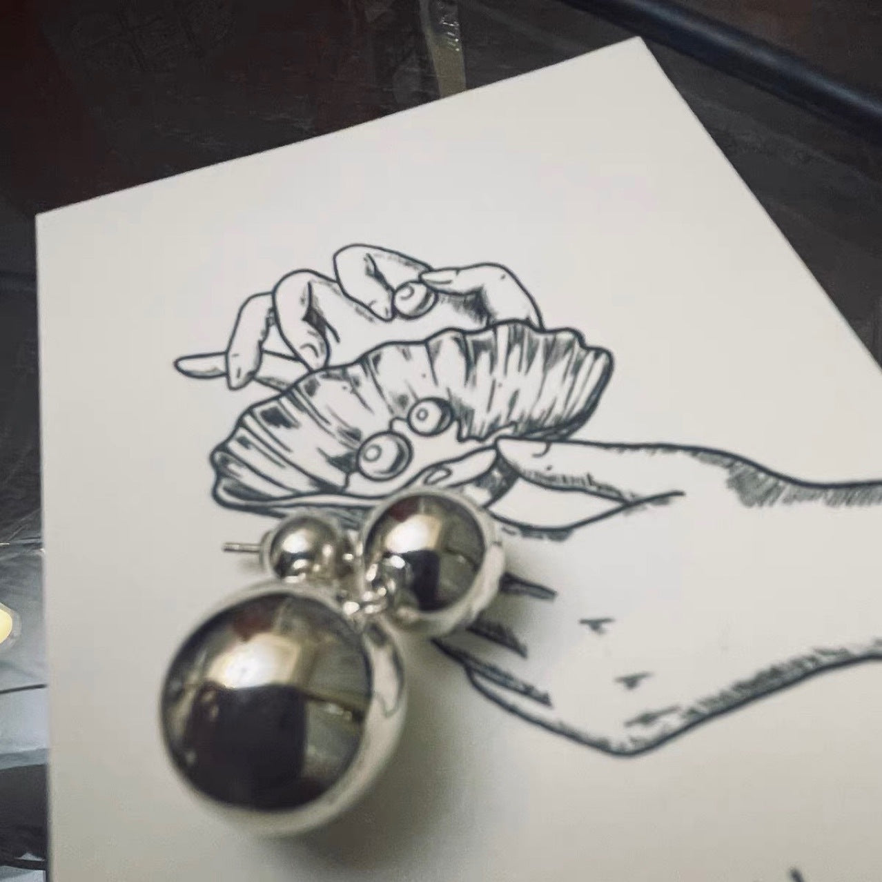 French Style Pure Silver S925 Double Ball Silver Ball Simple Versatile Exquisite 925 Earrings Fashion Personality Minimalist