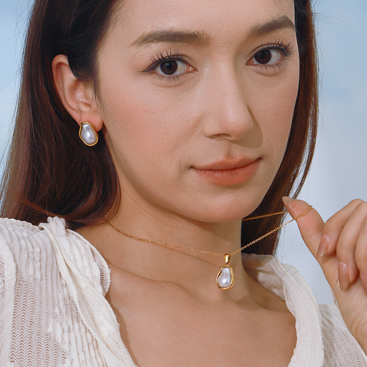 Necklace Titanium Steel Non-Fading Ring Stainless Steel Earrings Light Luxury High-End Jewelry Earrings