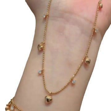 Pure Silver S925 Italian Vintage Brushed Light Luxury High-End Jewelry High Carbon Diamond Heart Collarbone Chain