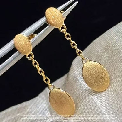 S925 Sterling Silver Brushed Craft Small Pea Earrings Ear Pendant Light Luxury Simple Versatile Design