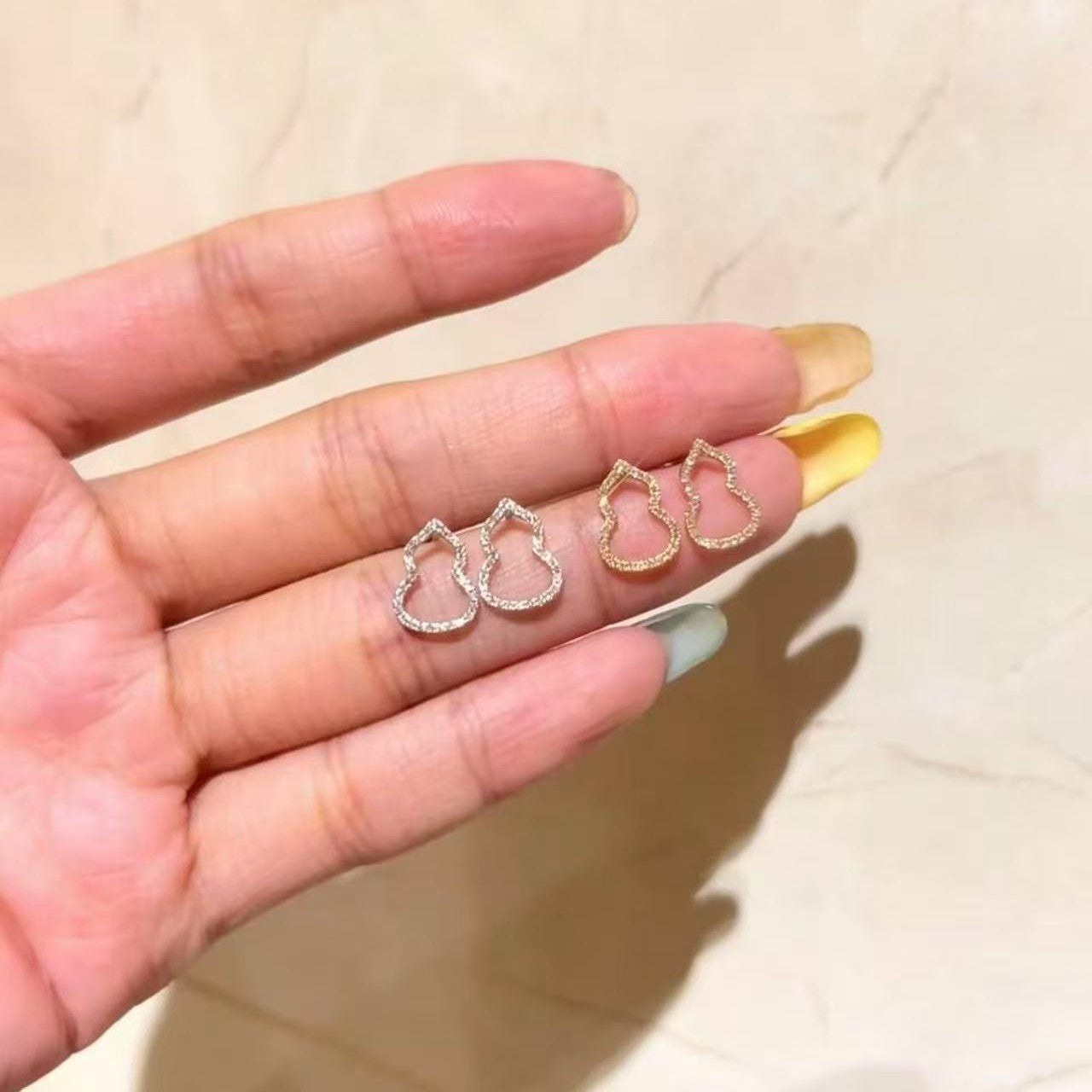 Pure Silver S925 New Chinese Style Gourd Fortune Earrings Elegant Light Luxury Simple High-end Fashion Sense Ear Jewelry