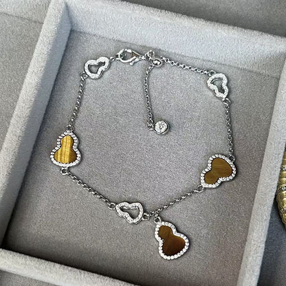 S925 Light Luxury Retro Melad Series Tiger Eye Stone Gourd Bracelet Exquisite Luxury Whitening High-end Bracelet