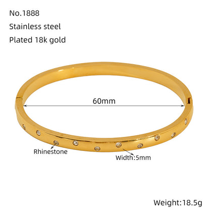 Hot-Selling Non-Fading Bracelet Titanium Steel Gold Wide Open Versatile Cuban Diamond-Studded Bracelet Factory Direct Sale