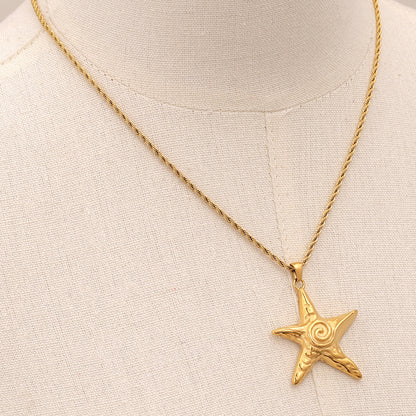 Stainless Steel Starfish Pendant Necklace High-End Ins Collarbone Chain Titanium Steel Ocean Jewelry