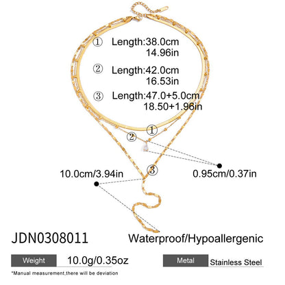 Stainless Steel Zircon Y-Chain Light Luxury Long Necklace Titanium Steel Jewelry for Women High-End Autumn Winter Sweater Chain