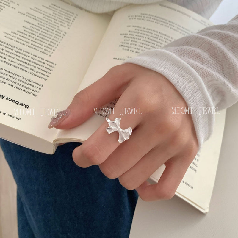 S925 Sterling Silver Bowknot Ring for Women Korean Niche Design High-end Vintage Simple Ring