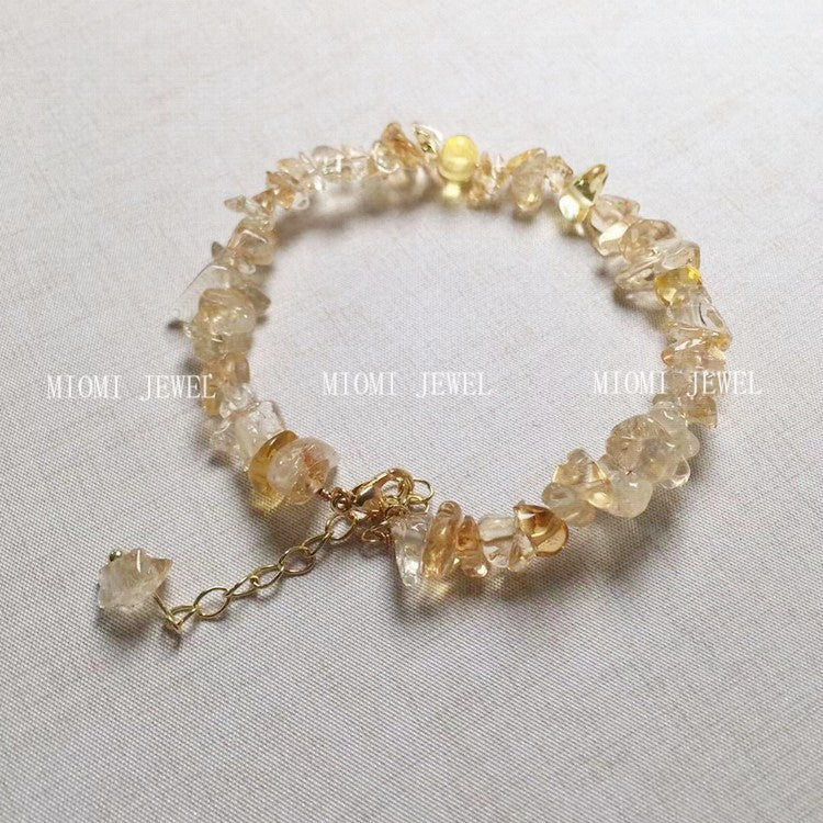 Meisa Crystal Yellow Crystal Crushed Stone Bracelet 14K Gold Plated Accessories Long-lasting Color Retention