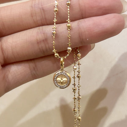 S925 Sterling Silver Vintage Round Pendant Necklace Exquisite High-end Prajna Wisdom Buddha Eye Laser Bead Collarbone Chain for Women