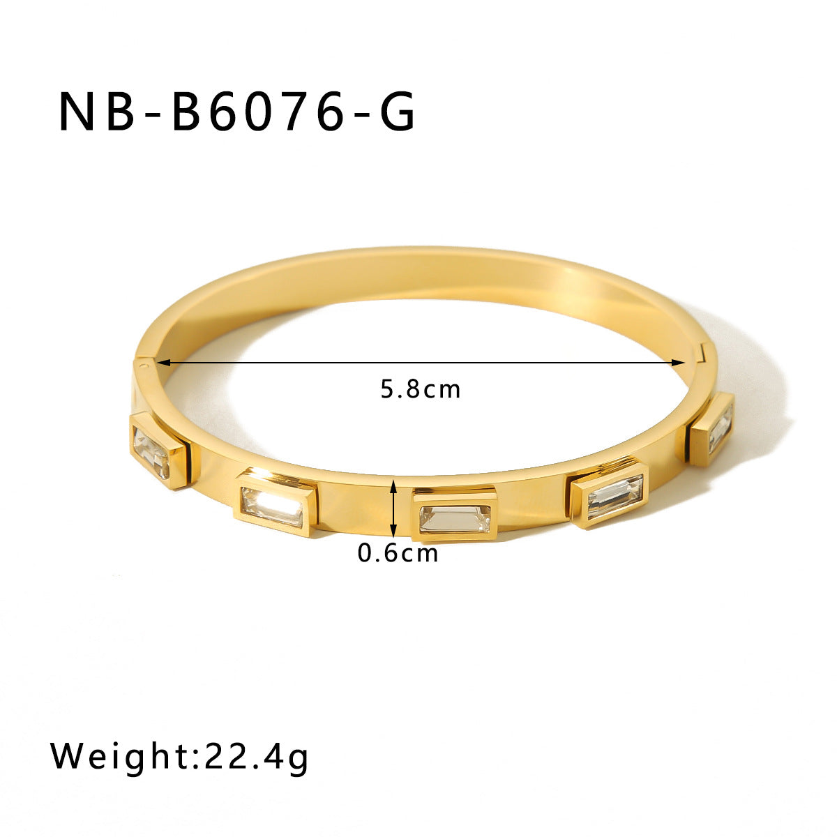 Hot-Selling Zircon Heart-Shaped Quadrilateral Geometric White Zircon Green Zircon Titanium Steel Real Gold Plated Color-Retaining Jewelry Bracelet