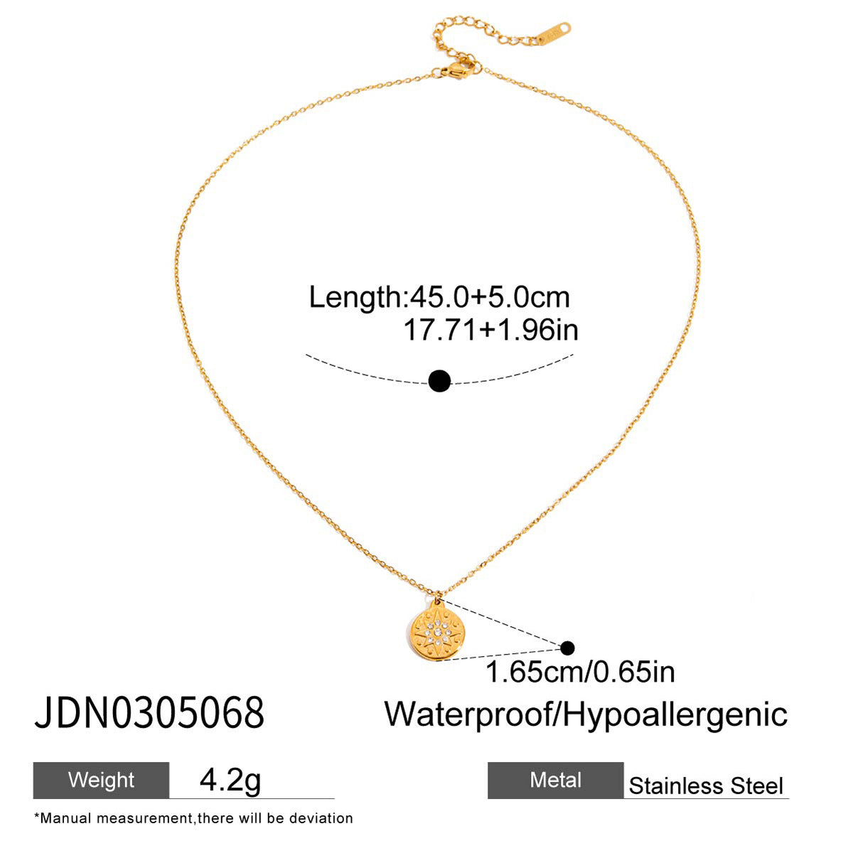 Stainless Steel Rhinestone Star Pendant Necklace Light Luxury High-End Clavicle Chain Titanium Steel Non-Fading Jewelry