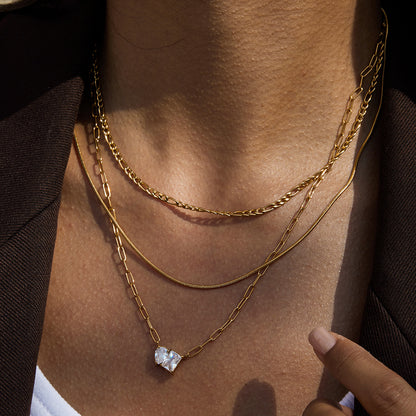 Titanium Steel Zircon Necklace Light Luxury High-end Clavicle Chain Non-fading Titanium Steel Jewelry Women's Hot Style