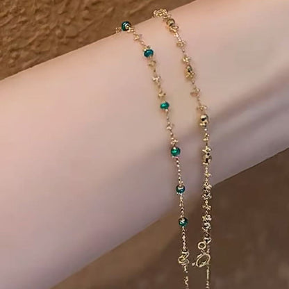 Light Spring Plant Series Vintage Emerald Fairy Chain Bracelet High-end Versatile Fashion Personality
