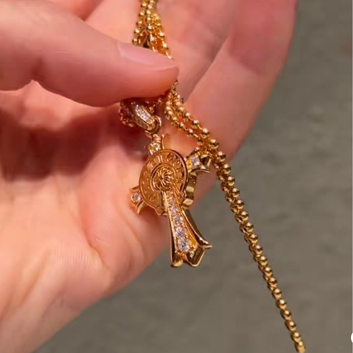 Sterling Silver S925 Cross Bead Necklace Trendy Brand Niche Design High-end Versatile Ins Light Luxury Style Collarbone Chain