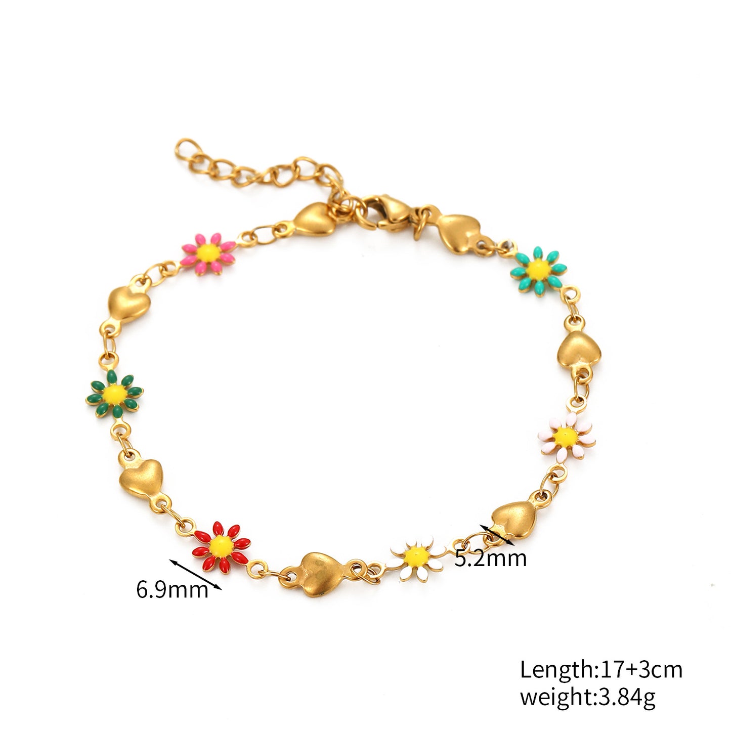 Stainless Steel Oil Drop Daisy Necklace for Women Versatile Titanium Steel Non-Fading Bracelet Jewelry Flower Accessories