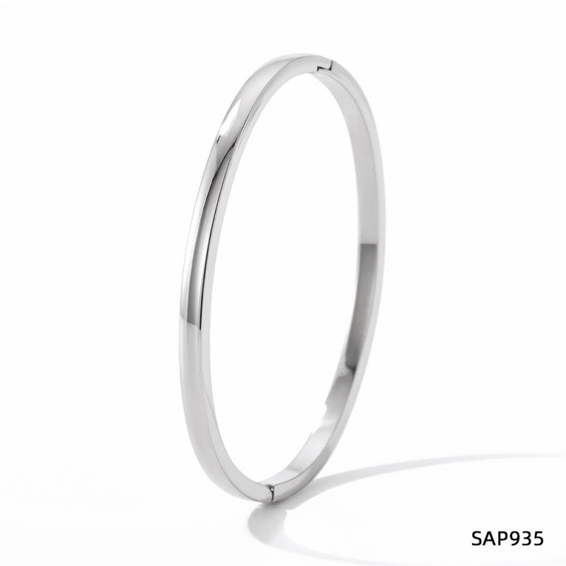 Non-Fading Multiple Styles Diamond-Studded Plain Hoop Bracelet Vacation Style Eight-Pointed Star Waterproof Stackable Stainless Steel Jewelry
