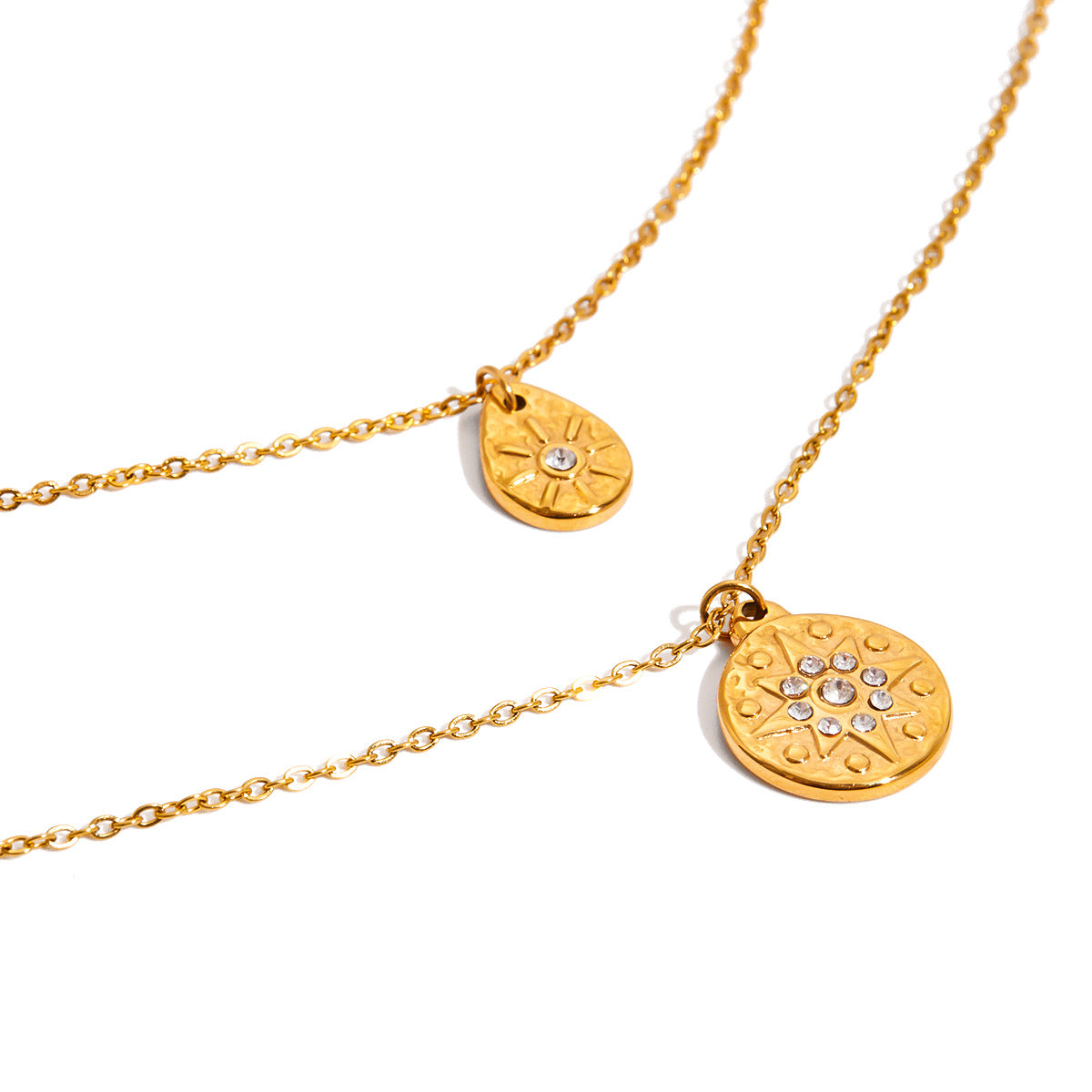 Stainless Steel Rhinestone Star Pendant Necklace Light Luxury High-End Clavicle Chain Titanium Steel Non-Fading Jewelry