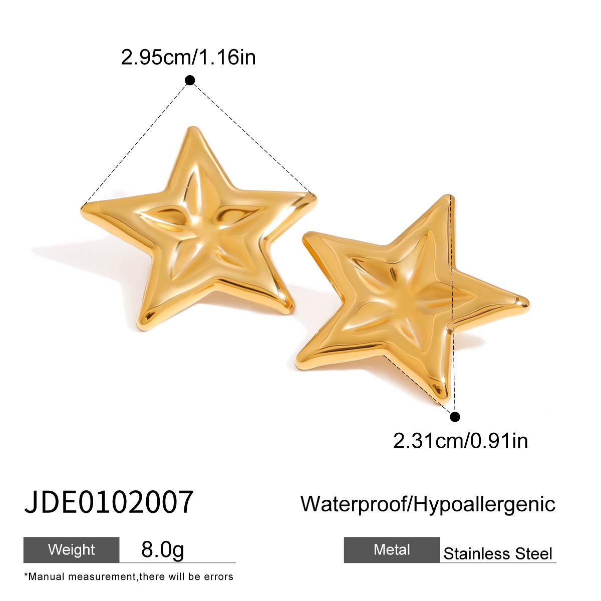 Titanium Steel Jewelry Stainless Steel Necklace Simple High-End Earrings Pentagram Ring Rings