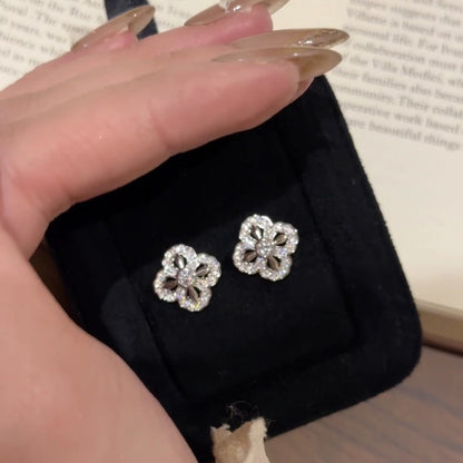 Pure Silver S925 Vajra Stud Earrings Exquisite High-end Elegant Stud Earrings