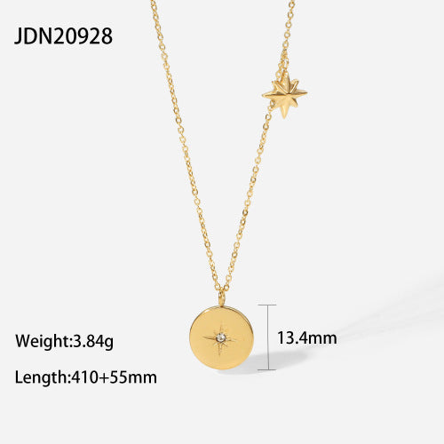 Jewelry Stainless Steel Eight-Pointed Star Zircon Necklace Pendant High-End Clavicle Chain Titanium Steel Necklace