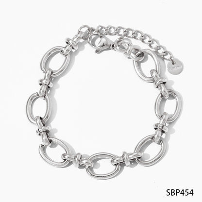 Stackable Bracelet Set Combination Stainless Steel Exquisite Diamond-Encrusted Wide Strap Mesh Chain Heart Bracelet Versatile Set