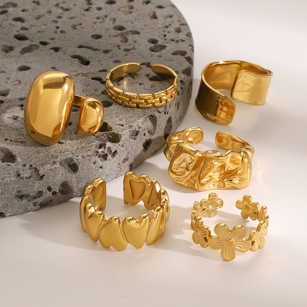 Stainless Steel Vintage Heart Ring High-End Niche Titanium Steel Finger Jewelry Rings