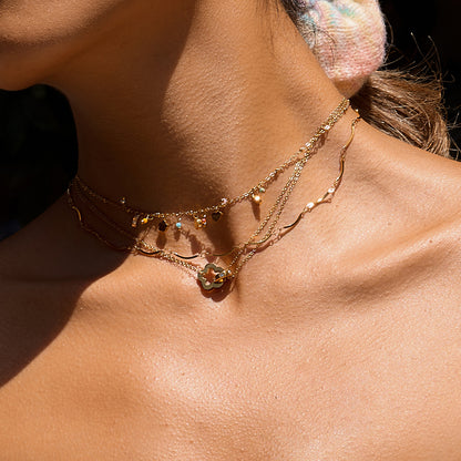 Rhinestone Titanium Steel Circle Bead Necklace Accessories for Women Collarbone Chain Non-Fading Stainless Steel Jewelry