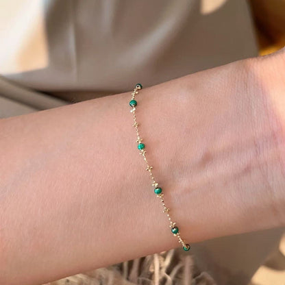 Light Spring Plant Series Vintage Emerald Fairy Chain Bracelet High-end Versatile Fashion Personality