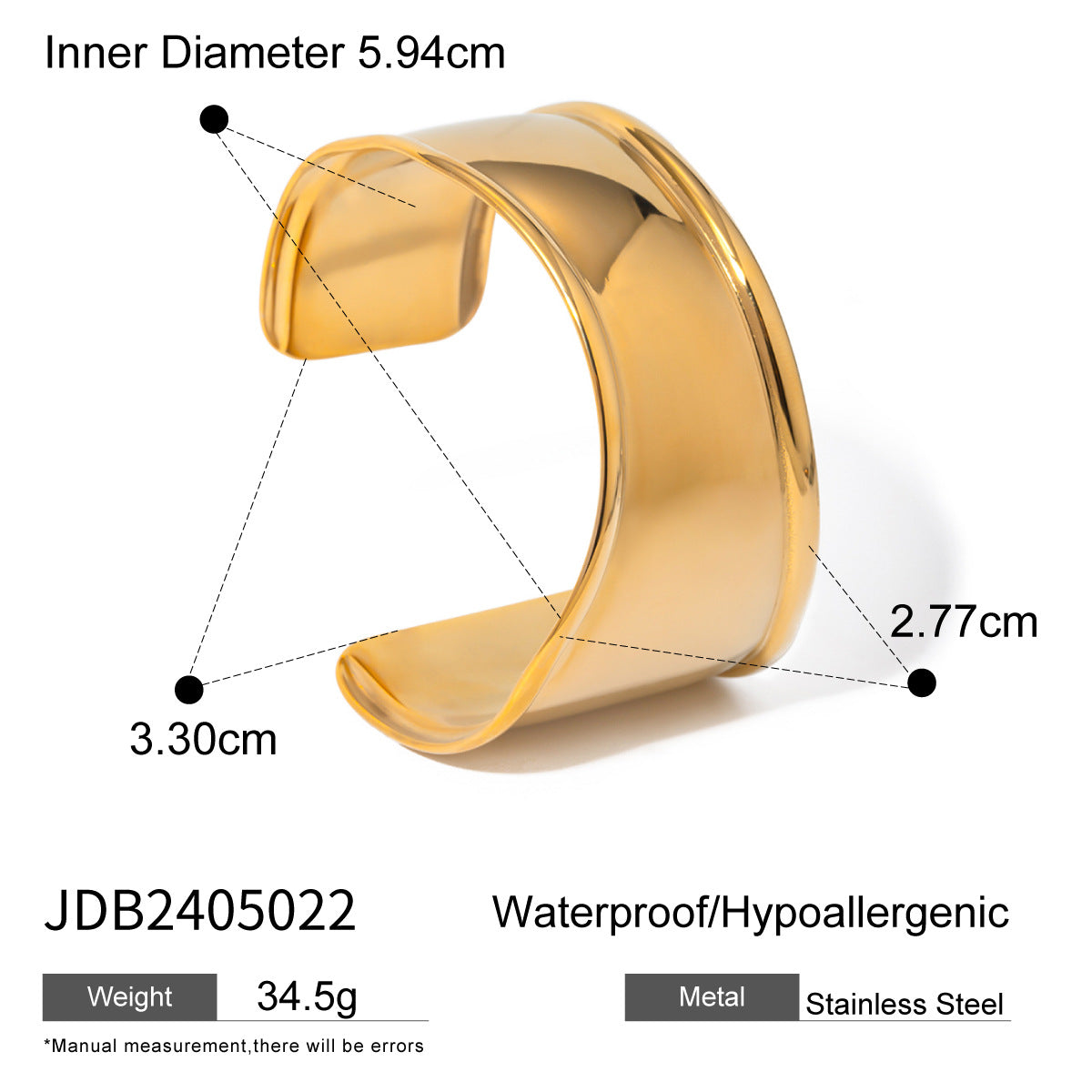 Stainless Steel Exaggerated Gold Bracelet High-end Open Bracelet Titanium Steel Jewelry Bracelet