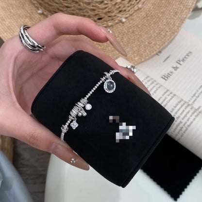 Dragon Heart Style Natural Water Foam Jade Four-Leaf Clover Entwined Bracelet Vintage Fashion Niche Design Versatile High-End Feel